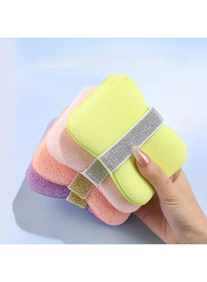 2pcs Pink Elastic Soap Holder With Loofah Bath Sponge Adjustable Hanging Rope - Image 4
